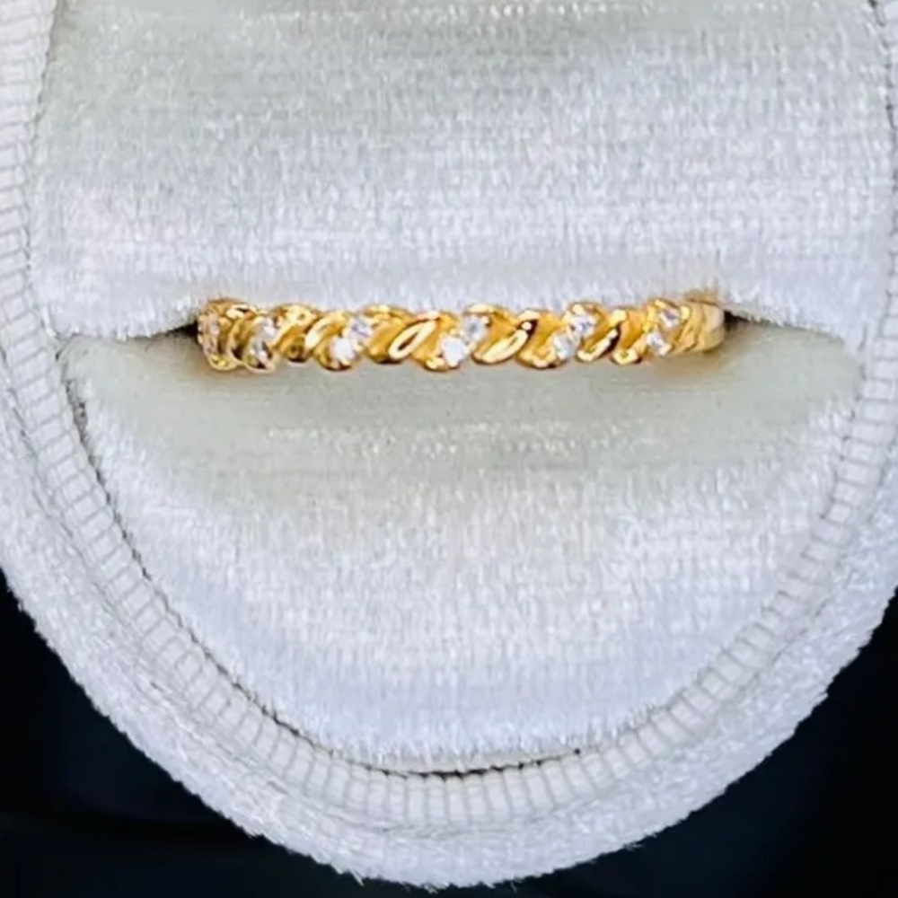 925 Silver Over Gold Slim Moissanite Band